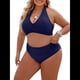 thumbnail image 2 of Traje de Baño de Dos Piezas con Control de Abdomen para Mujer, Bikini de Cintura Alta, 2025 Azul Marino XXL, 2 of 9
