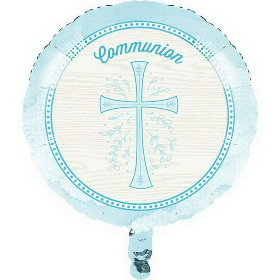 Divinity Blue Cross Religious Theme Party Decoration 18" Mylar Balloon COMMUNION