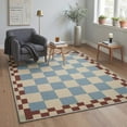 thumbnail image 3 of 2x7 Area Rugs for Hallway Machine Washable with Non Slip Backing, Low Pile Lightweight Indoor Runner Rug for Laundry Room, Bedroom, Bathroom, Entryway, Corridor, Checkerboard Pattern, Dusty Blue, 3 of 4