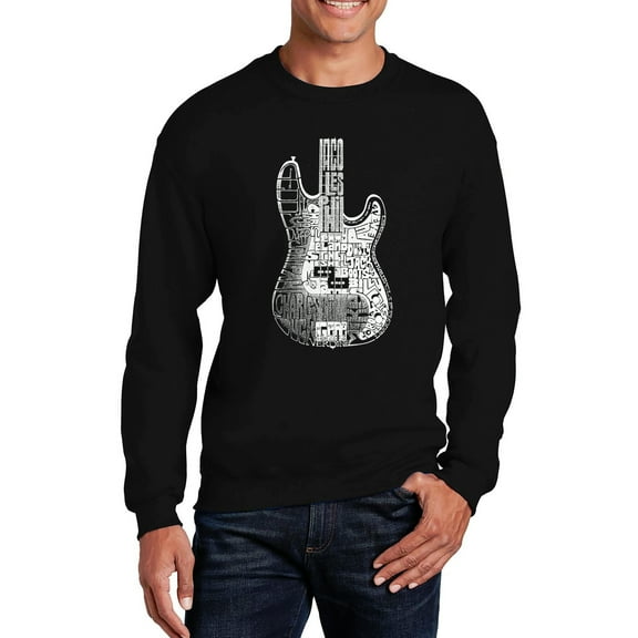 Men's Word Art Crewneck Sweatshirt - Bass Guitar