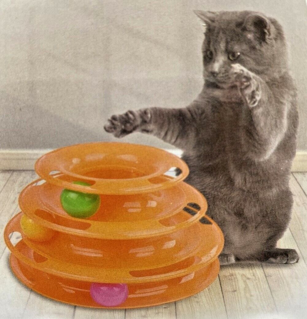 Busy Ball Three Tier Interactive Cat & Kitten Toy Tower Rattles