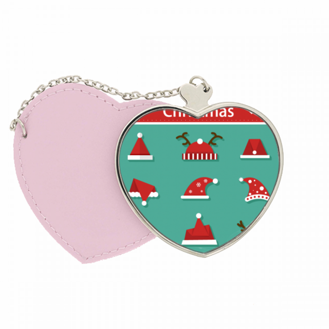 Feliz Navidad sombrero colorido ilustración Bolsa de viaje Mirror maquillaje corazón rosa