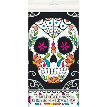 Skull Day of the Dead Plastic Party Tablecloth, 84 x 54 Inch