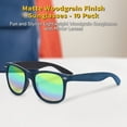 thumbnail image 5 of 10 Matte Woodgrain Finish Sunglasses Pack - Reflector Lenses, UV 400 - Blue, 5 of 8