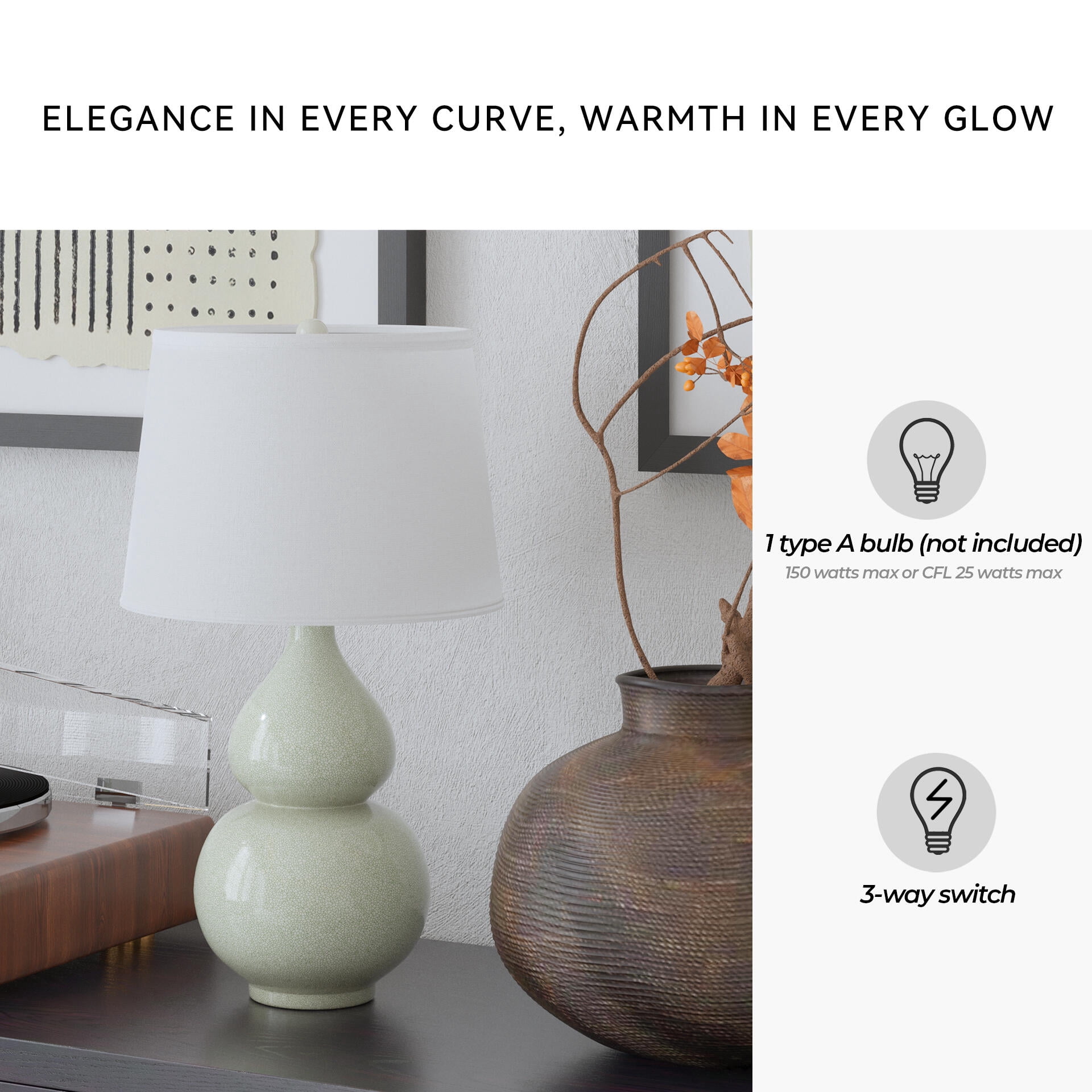 Signature Design by Ashley Contemporary Saffi Table Lamp  Cream