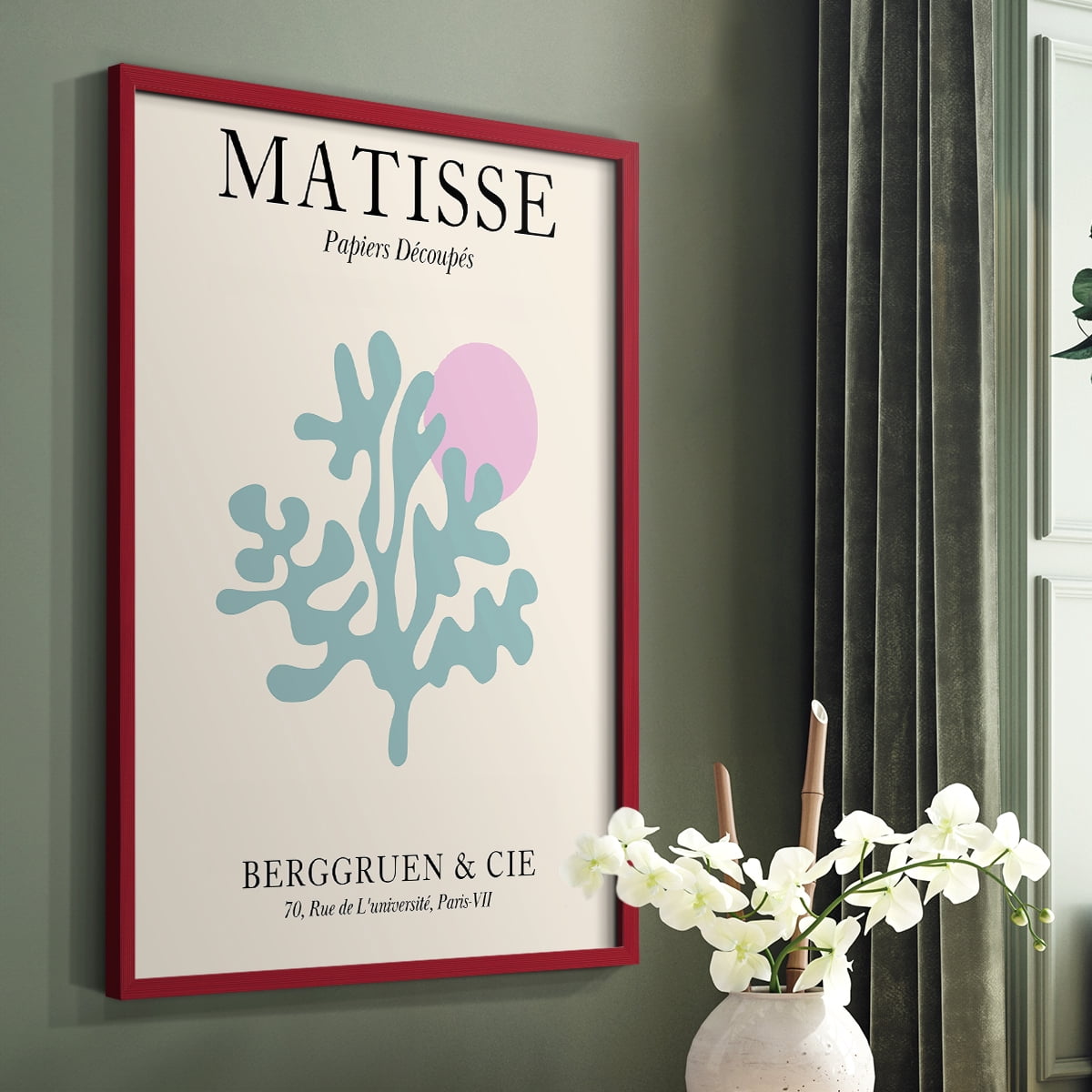 Matisse DV Framed Print in Red Solid Wood Framed Print No Nail Hanging