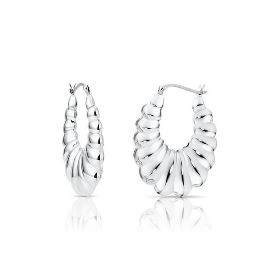 Tilo Jewelry 925 Sterling Silver Shrimp Oval Hoop Earrings for Women & Unisex | 35mm - 1.38 Inch