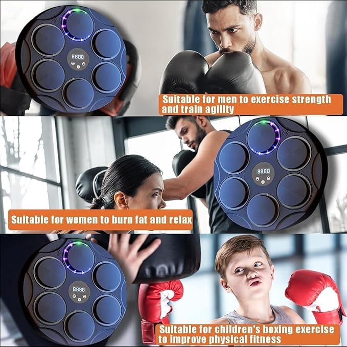 RKXQT Music Boxing Machine, Smart Bluetooth Boxing Pad Wall Mounted with 2 Gloves, Supports Bluetooth, Adjust Lights, Home Smart Boxing, Boxing Training Machine for Home, Gym