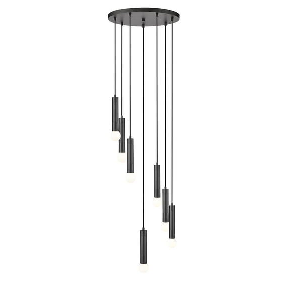 Z-Lite Stari 7 Light Chandelier in Matte Black color, Steel frame