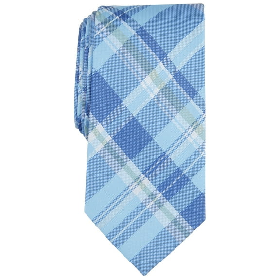 Club Room Mens Tie Necktie One Size Light Blue Warren Plaid