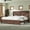 Reclaimed Barnwood, variant on Merluxy King Size Farmhouse Bed Frame with Barn Door Headboard, Platform Bed Frame with Wood Slats, Under Bed Storage Space, Distressed White
