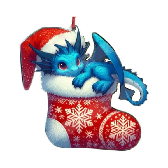 (Clearance) pdqouc Christmas Ornament, 2024 Ornament, Small Dragon in Christmas Socking, Dragon Ornaments for Christmas Tree, Christmas Hanging Decor, Christmas Tree Decoration, Holiday Ornament