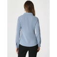 thumbnail image 4 of DARING DIVA Women's Color Block Button Down Work Shirt M Solid Blue, 4 of 6
