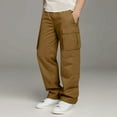 thumbnail image 5 of Ymyiu Boys Pants Boys Cargo Pants Elastic Waist Straight Leg Kids Joggers Pants Relaxed Fit Pant Size 8-9 Years (Brown,8-9 Years), 5 of 8