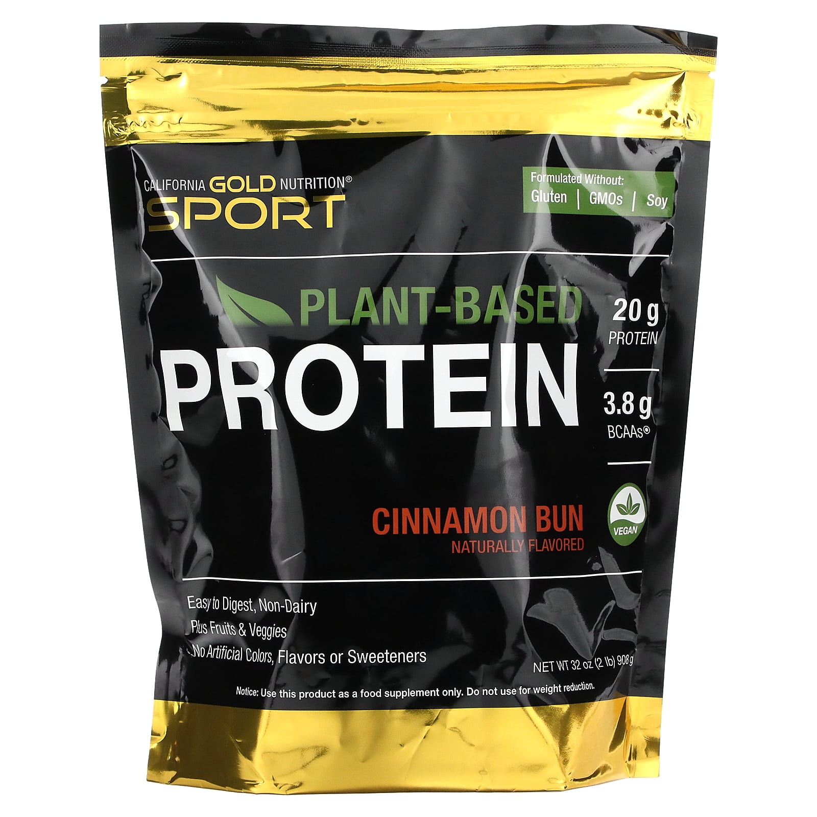 PlantBased Protein, Cinnamon Bun, 2 lb Pouch, California Gold