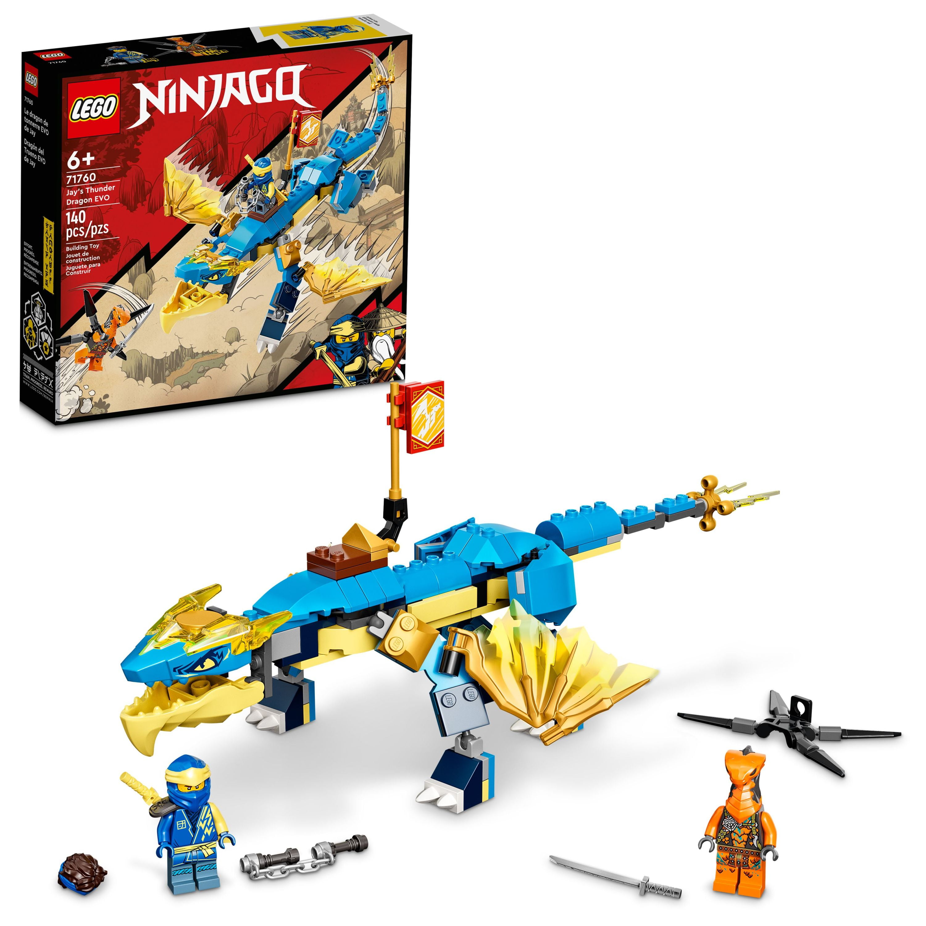 LEGO NINJAGO Jay's Thunder Dragon EVO 71760 - Toy Figure and Viper Snake Set with Minifigures, Collectible Speed Mission Banner, Ninja Battle Adventure, Great Gift for Kids 6 Plus - Walmart.com