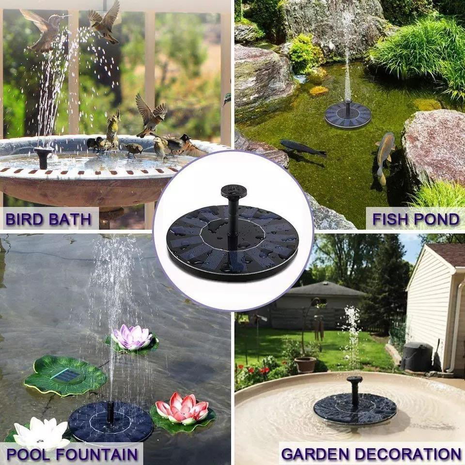 Details about   Outdoor BirdBath Solar Fountain Powered  Water Pump Floating Pond Garden Pool US 