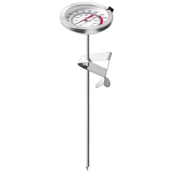 Cooking Thermometer 11.8 in (30 cm) Stainless Steel Probe, Oven Thermometer for Frying, Oil Thermometer with Large Dial, Long-Lasting Kitchen Essential, No Battery Required, Clip-On Design