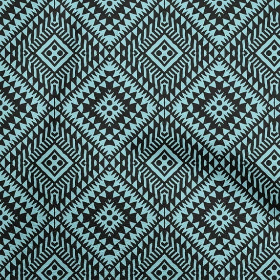oneOone Cotton Poplin Twill Dusty Teal Green Fabric Tribal Craft Projects Decor Fabric Printed By The Yard 56 Inch Wide