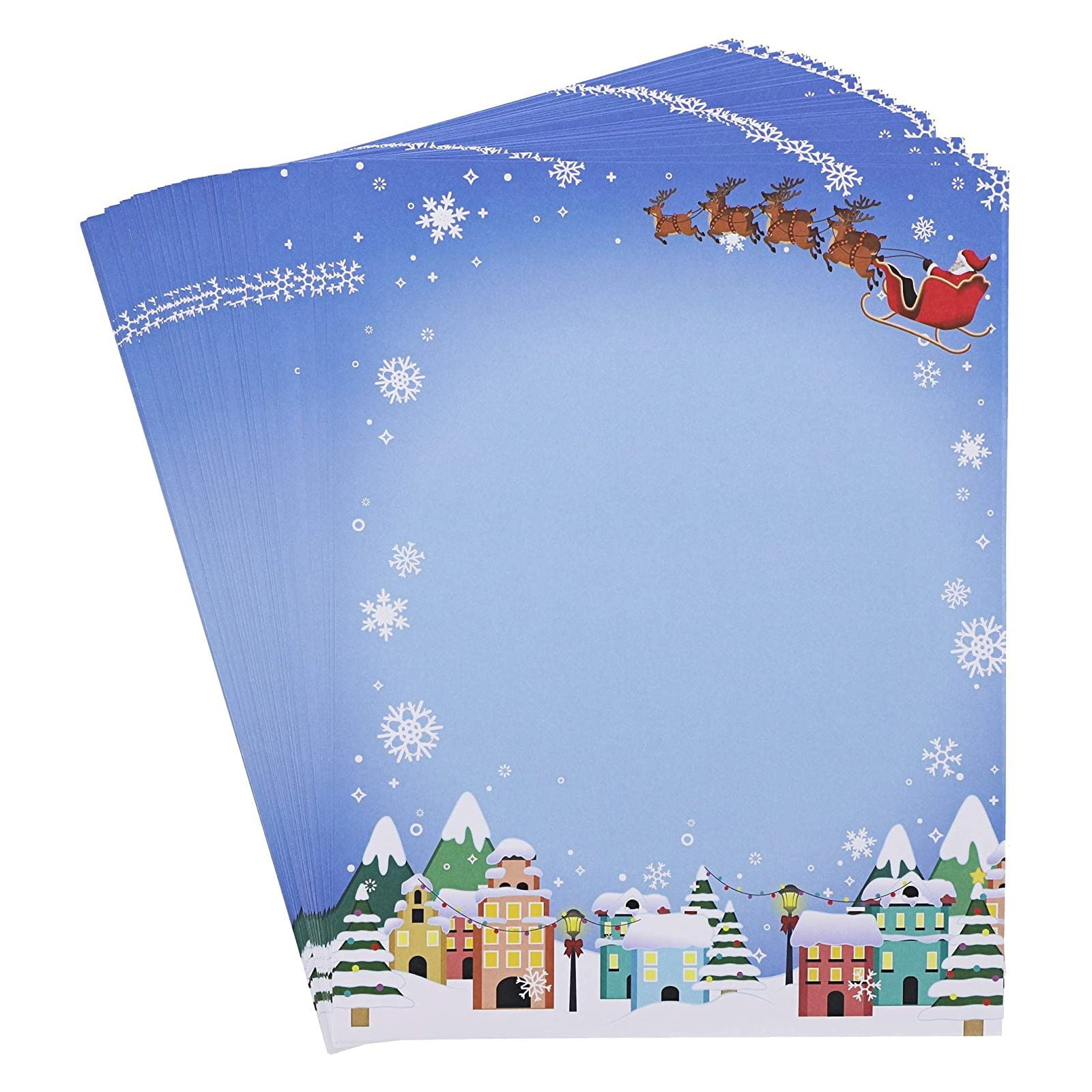 Merry Christmas Snowflakes Printer Paper - 96 Sheets Letter Size, Inkjet/Laser Friendly, Blue Winter Design - View #8