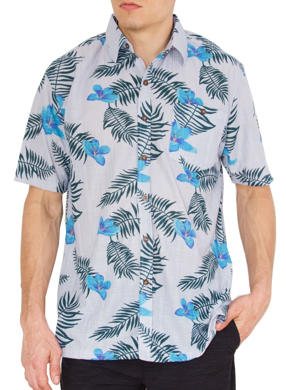 HEFASDM Men Short-Sleeve Floral Printed Fashion Slim Fit Hawaiian Shirts