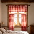 thumbnail image 5 of 3pcs Cafe Curtain Set, One Top Valance and Two Lower Panels, Light Filtering Thermal Window Covering for Kitchen Bathroom Basement Laundry Room and Small Windows, B-Red, 5 of 9