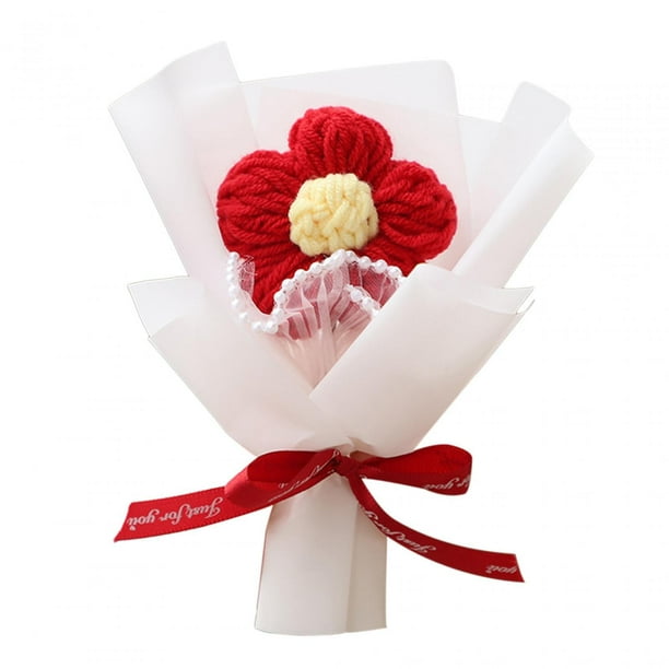 Ramo de punto hecho a mano, ramo de flores artificiales, flores falsas tejidas, romántico Estilo H