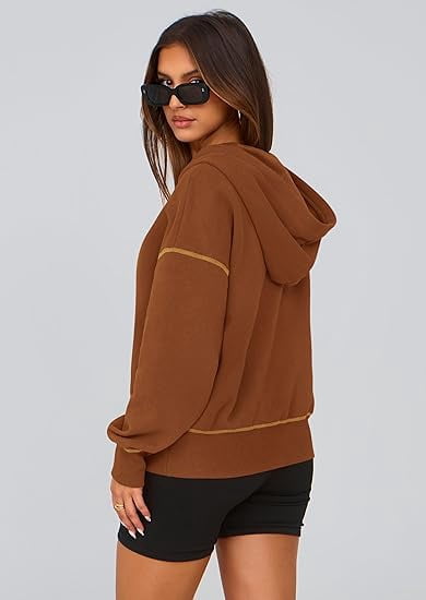 PRETTYGARDEN Women's Hooded Sweatshirts Long Sleeve Half Zip Cropped Hoodie Pullover Winter Fashion Clothes