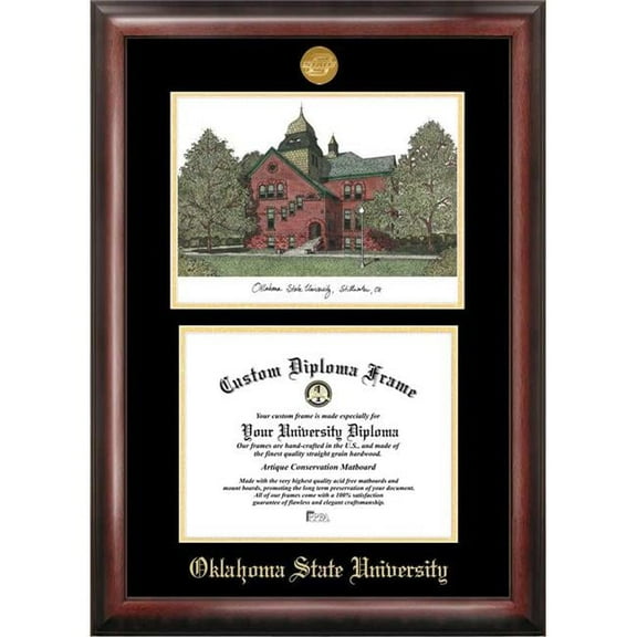 Campus Images OK999LGED-1185 8.5 x 11 in. Oklahoma State Cowboys Spirit Graduate Diploma Satin Mahogany Frame & Lithograph