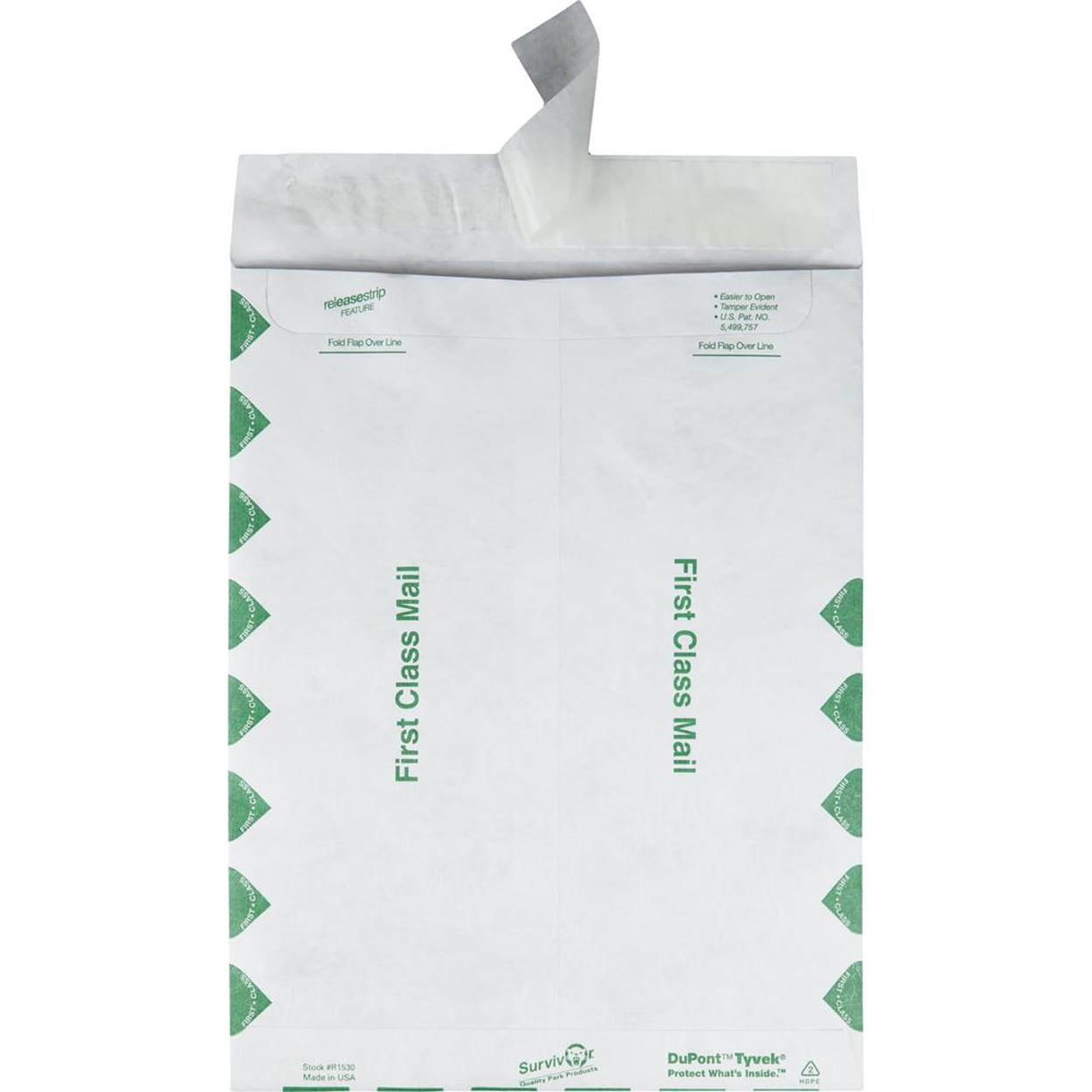 Quality Park Survivor Tyvek First Class Envelopes - First Class Mail - 2 1by2 - 9 1by2"W x 12 1by2" L- 14 lb - Peel &