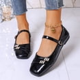 thumbnail image 5 of Gpaecead Women's Rhinestone Embellished Mary Jane Flats Square Toe Patent Leather Adjustable Buckle Dress Shoes For Wedding School Black, 5 of 8