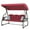 Wine Red, variant on zzw 3-Seat Steel Canopy Porch Swing with Stand, Adjustable Backrest, Removable Pillows and Foldable Side Tray, Green