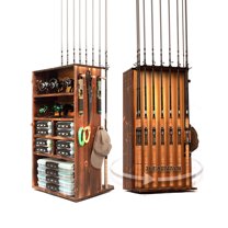 Ghosthorn Fishing Rod Holders for Garage 360 Degree Rotating Fishing Pole Holders Rod Rack Storage up to 10 Rods or Combos Fishing Gear Equipment Organizer Tackle Wood Floor Stand for Men Women