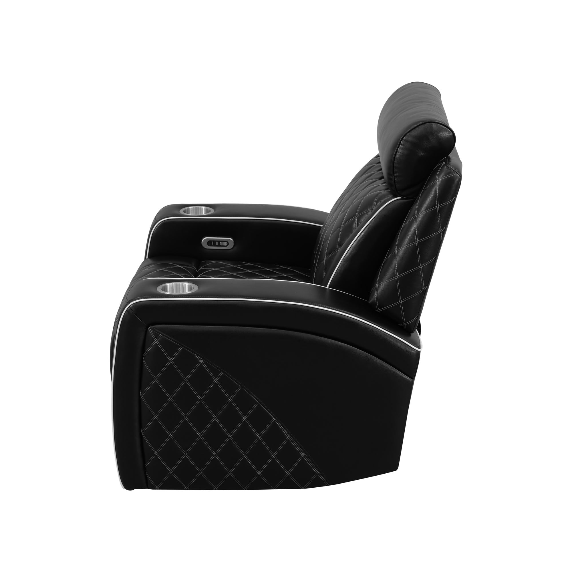 MAYEERTY Single Recliner Chair, Leather Recliner with LED Lights, USB Charger, Cup Holder & Reading Light, for Living Room, Home Theater