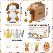 KABOER 40 Pcs Adopt A Pet Party Favor Set, Mini Stuffed Animal Toys, Cute 10 Pcs Small Plush Animals - Dog, Zebra, Leopard, Deer, 2 Style Elephants, Hippopotamus, Monkey, Tiger, Lion