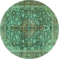 thumbnail image 1 of Ahgly Company Machine Washable Indoor Round Medallion Turquoise Blue Traditional Area Rugs, 7' Round, 1 of 4
