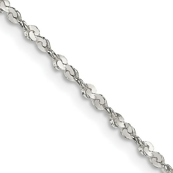 925 Sterling Silver Polished 1.8mm D Cut Fancy Chain Necklace 16 Inch Spring Ring - Chain Necklace for Women and Men