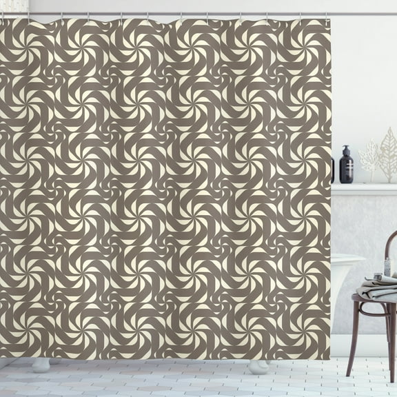 Ambesonne Retro Shower Curtain, Pinwheel Inspired Pattern, 69"Wx75"L, Taupe and Cream