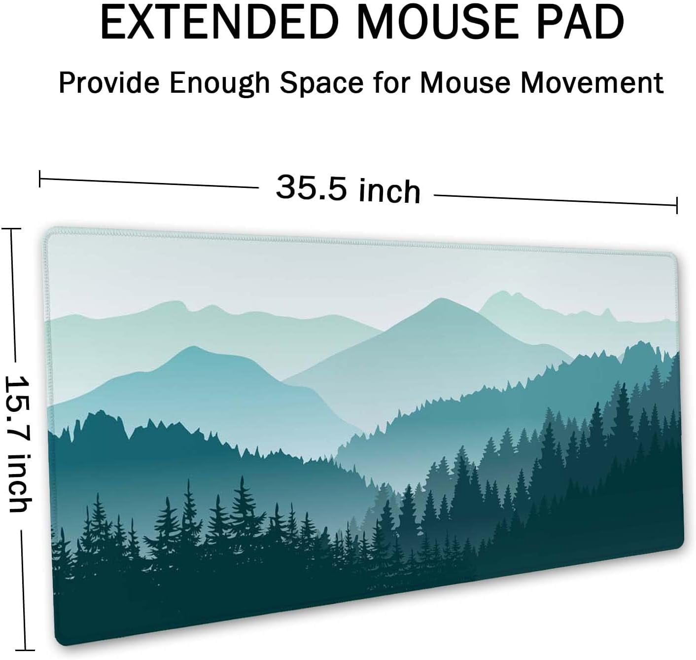 Large Mouse Pad, Full Desk XXL Extended Gaming Mouse Pad 35.5" X 15.7", Waterproof Desk Mat with Stitched Edge, Non-Slip Laptop Computer Keyboard Mousepad for Office & Home, Green Mountain Landscape