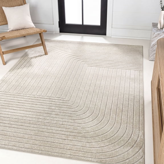 JONATHAN Y SCANDINAVIAN 5 x 8 Area Rug, Odense Minimalist Angle Geometric - Ivory/Cream, SCN101A-5