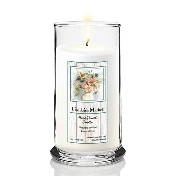 Courtside Market CAN-FF2454-18S 18 oz Hydrangea Retreat Status Candle Glass, Clear