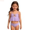thumbnail image 2 of LYHaoo Girls Swimwear For Toddlers And Kids – Strappy Top With Solid Beach Dress Tankini Style Two Piece Swim Outfit For Girls,Girls Swimwear Sets 5-6 Years, 2 of 7