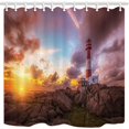 thumbnail image 1 of ABPHQTO Oceanic Port Wharf Lighthouse El sol poniente Tejido de poliéster Baño Cortina de ducha 160x180 cm, 1 of 1