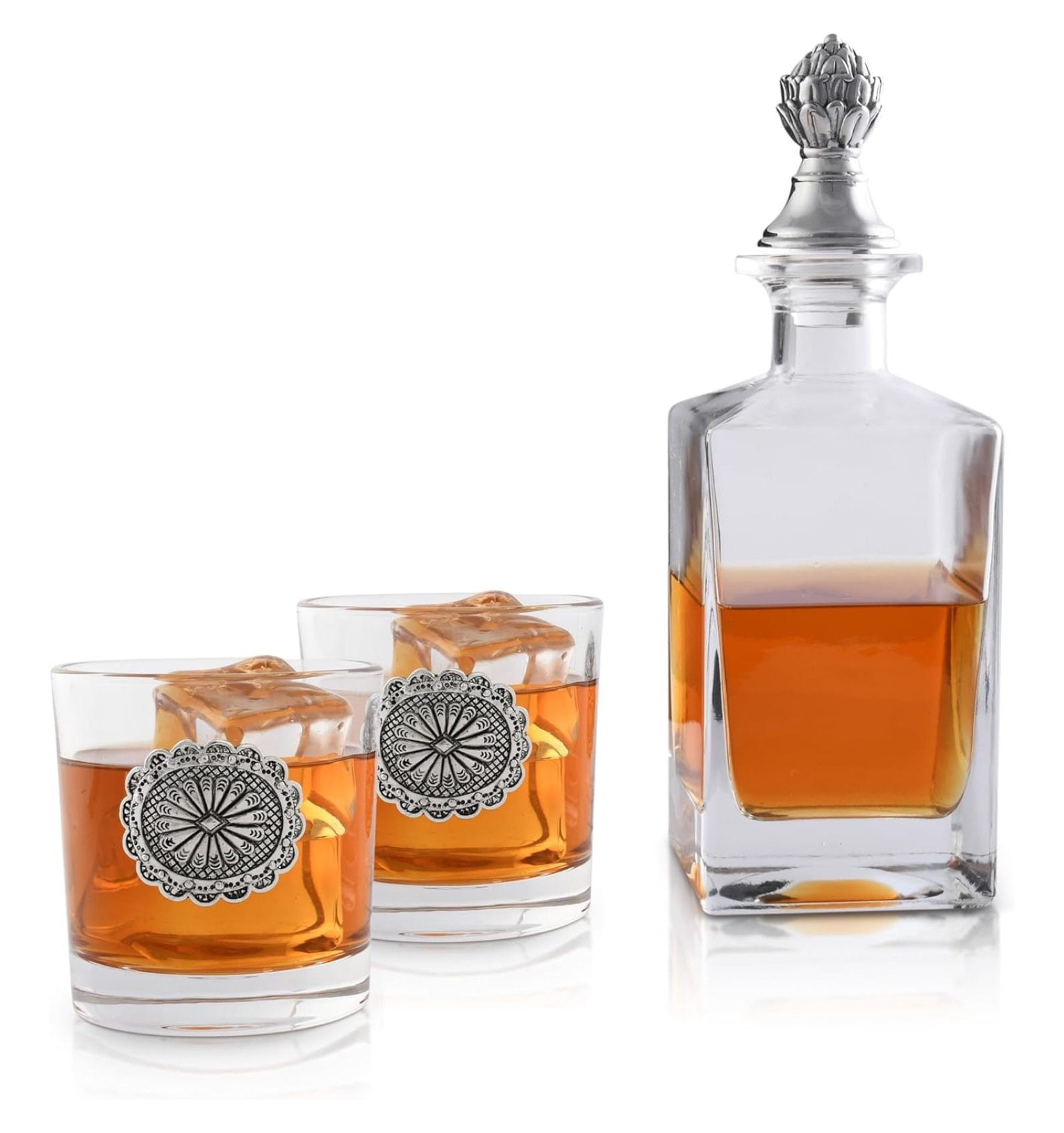 Arthur Court Elk Head Liquor Decanter Set With 2 Glasses - 750ml, Perfect Groomsmen Or Wedding Gift, Man Cave Bar Decor