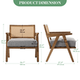 thumbnail image 2 of Garvee Modern Armchair, Upholstered Armchair with Rattan Backrest & Thick Linen Cushion, Grey, 2 of 2