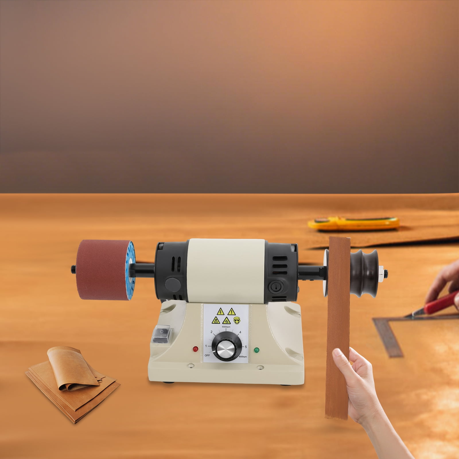 Free Standing White Electric Leather Burnishing Machine Edge Grinding Edge Polishing 8000RPM 350