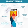 thumbnail image 2 of Yayeee 30oz Stainless Steel Tumbler with Straw and Handle Double-Wall Insulated Travel Water Bottle, Colorful Triangles, 2 of 8