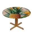 thumbnail image 3 of GOSMITH Colorful Pattern Tropical Exotic Flowers and Pineapple Waterproof Round Tablecloth White, 3 of 7
