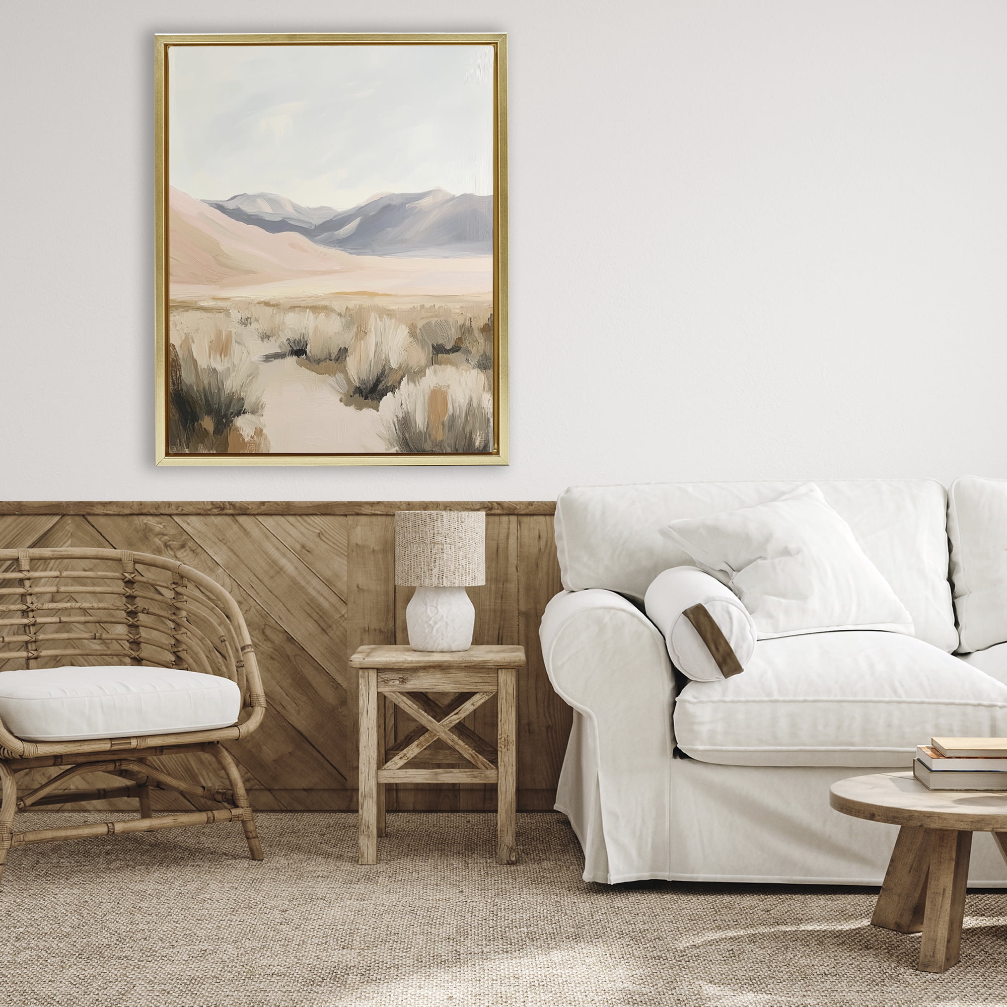 Stupell Industries Pastel Desert Solitude Gold Framed Floater Canvas Wall Art, design by Heidi Kuntz
