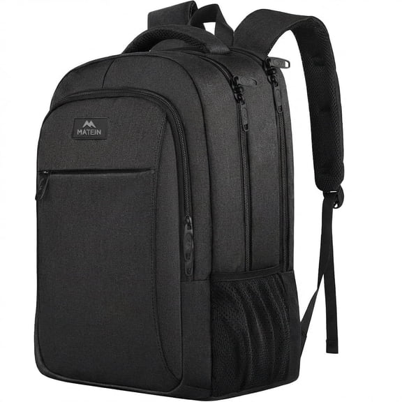 Matein Business Laptop Backpack, 17" Water-Resistant Computer Bag for Work, College, Men & Women, Black